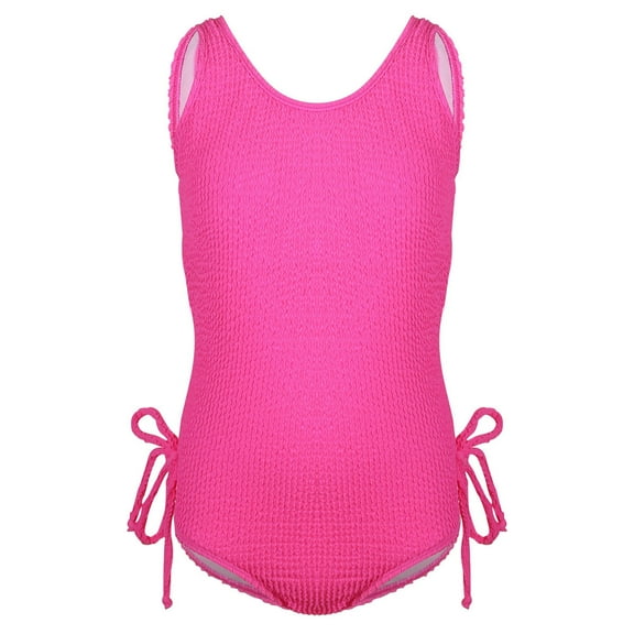 WOYY Big Girls One-Piece Swimsuit Solid Color Strap Beach Bathing Suit Swimwear