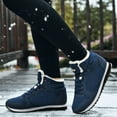 thumbnail image 5 of Xfvqtps Men and Womens Warm Sneakers High Top Lamb Wool Plush Fleece Line Lace Up Lightweight Non Slip Winter Shoes Korean Cotton Shoes Snow Boots Blue, 5 of 7