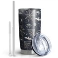 thumbnail image 2 of 20oz Tumblers Dark Blue Halloween Spider Webs Bats and Spiders Stainless Steel Vacuum Insulated Double Wall Travel Tumbler Cups Mug with Lid and Straw,Cleaning Brush for Cold & Hot Drinks, 2 of 7