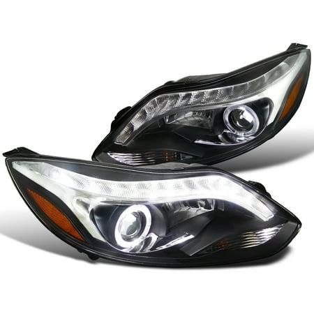 - Spec-D Tuning 2012-2014 Ford Focus Led Strip Projector Headlights W/ Halo Rim Black 2012 2013 2014 (Left + Right)