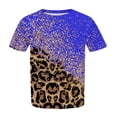 thumbnail image 5 of ZZwxWA Fashion Leopard Print Womens Tops Plus Size Short Sleeve Round Neck Summer Pullover Cute T-Shirt Blue XXXXXL, 5 of 6