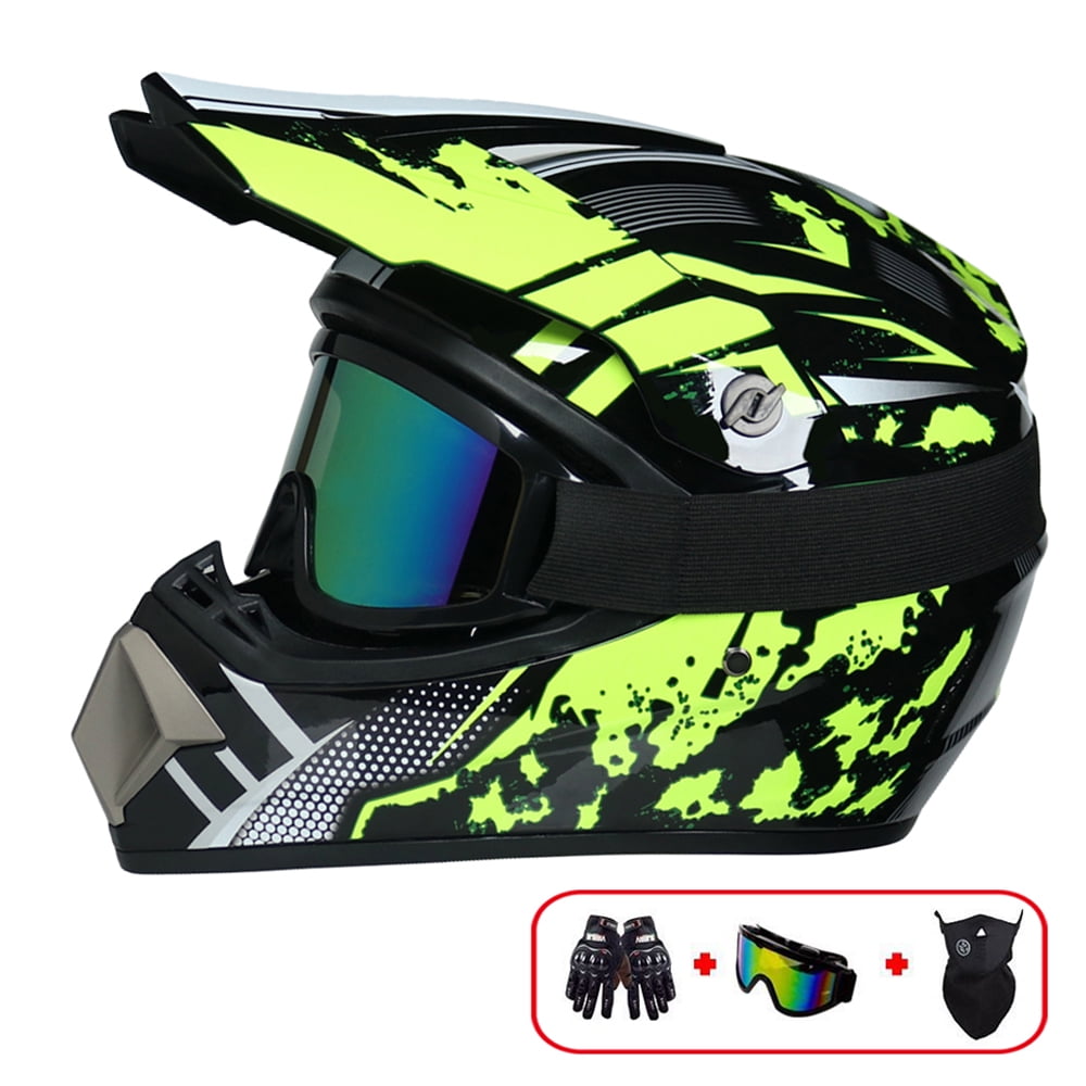 Motocross Helmet,Outdoor adult Full Face MTB Helmet Set Motorcycle