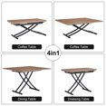 thumbnail image 4 of Foldable Lifting Dining Table, Modern Multifunctional Coffee Table with Wood Grain Desktop and Black Metal Legs, Dressing Table Office Table for Living Room Bedroom Apartments, Natural Wood Wash, 4 of 9
