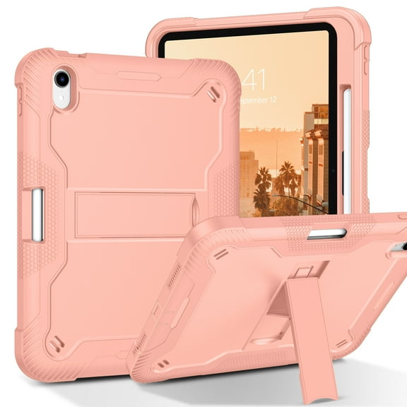 GAOBAO for iPad 11th Generation 11 Inch (2025) Case with Kickstand Pencil Holder, 3 in 1 Heavy Duty Shockproof Protective Tablet Cover, Pink