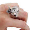 thumbnail image 4 of Anillo Dedo Anillo Reloj Flip Up Cover Ronda Rosa Flor Mujer Dedo Reloj De CuarzoBlanco, 4 of 7