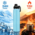 thumbnail image 2 of Boyun Daj  25oz   Water Bottle with Handle, 304 Stainless Steel Double Wall Vacuum, Leak Proof Wide Mouth Sports Bottle, BPA Free, Keep Hot & Cold,Light blue, 2 of 6
