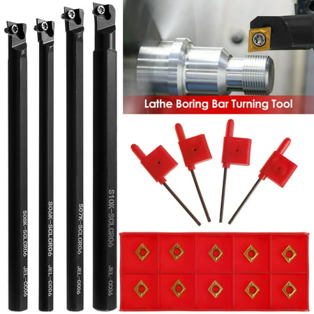 

THRENS Lathe Boring Bar Turning Tool Set S06K/S07K/S08K/S10K-SCLCR06 Lathe Turning Tools Holder Set with Inserts