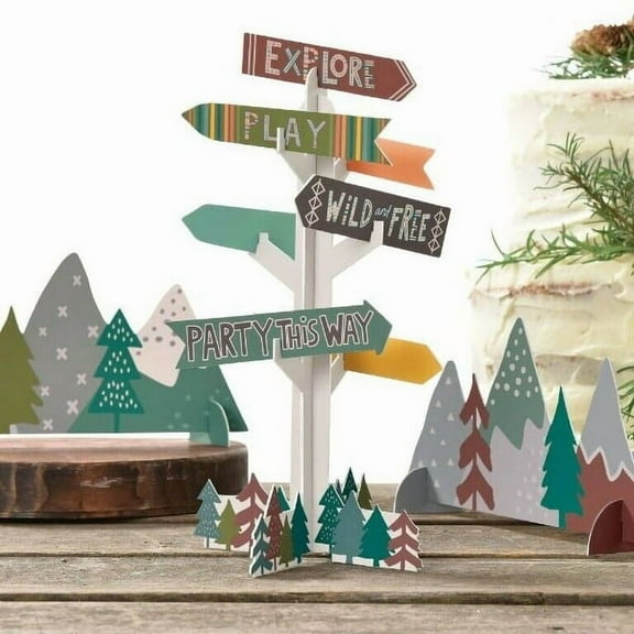 Party Wilderness Directional Sign Table Decoration Centerpiece Kit (3 Included)
