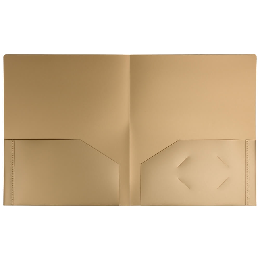 JAM Heavy Duty Plastic 2 Pocket School Folders, Gold, 6/Pack