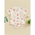 thumbnail image 2 of CIYCuIT Baby Girls Easter T-shirt Romper Carrot Bunny Print Short Sleeve Jumpsuit Newborn Infant Cute Crew Neck Bodysuit Summer Clothes 3M 6M 12M 18M, 2 of 9