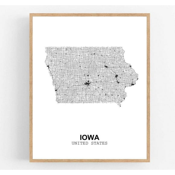 Eleville 11X14 Unframed Iowa United States Country View Abstract Road Modern Map Art Print Poster Wall Office Home Decor Minimalist Line Art Hometown Housewarming wgn172