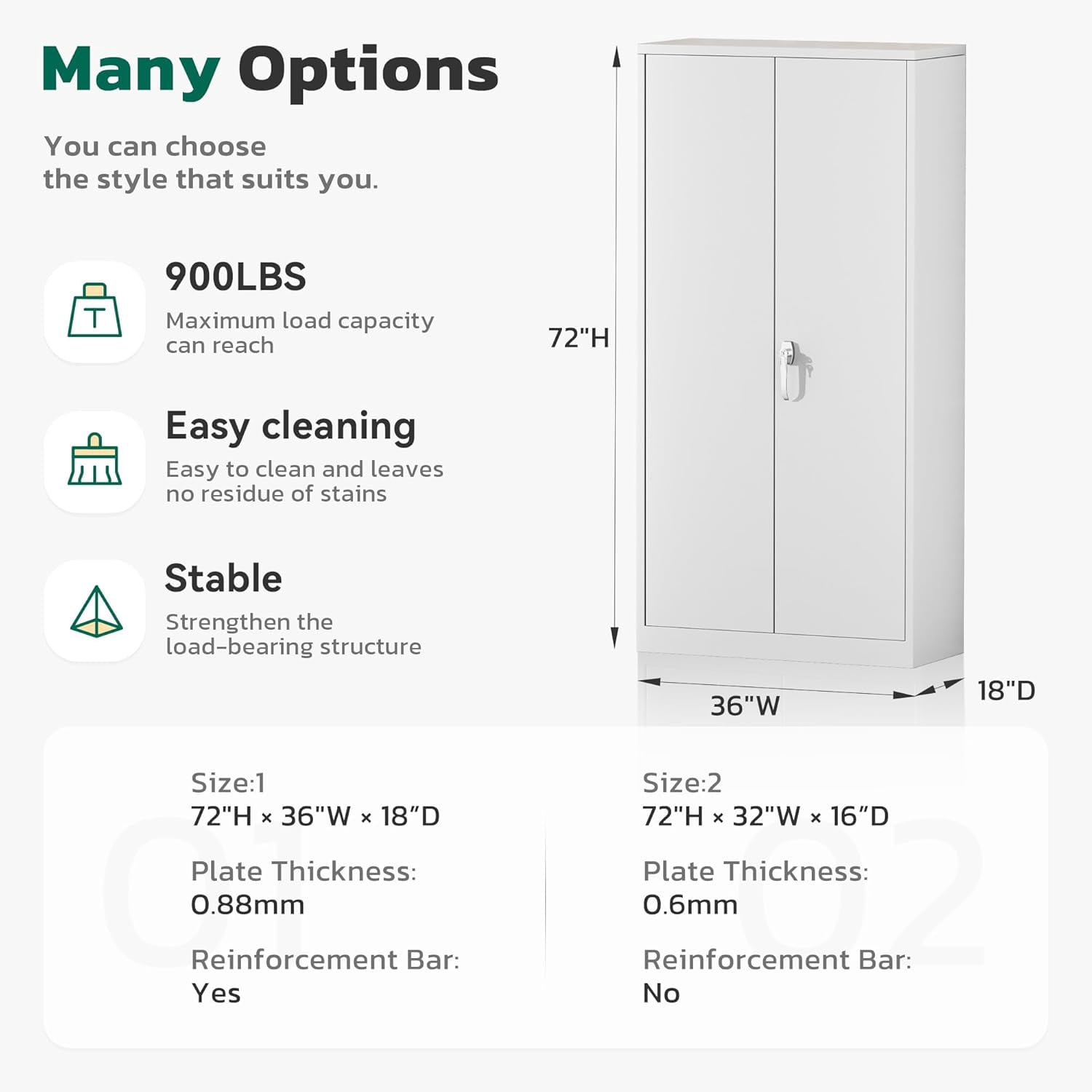 SOLAURA 72 inches Tall Metal Garage Storage Cabinets, Lockable Steel Storage Cabinet with Doors and Adjustable Shelves for Office, Home, Shops, Garage, Assembly Required, White