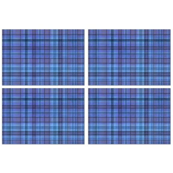 Blue Checkerboard Checkered Pattern Summer Placemats Table Placemats Set Of 4-Linen Kitchen Washable Placemats Table Mats 11.8"x17.7" Non-Slip Heat Resistant
