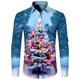 thumbnail image 1 of Camisa para hombre con copos de nieve y cuello abatible, manga larga, estampado HD de Papá Noel rojo, cómoda y suave, 2024, 1 of 6