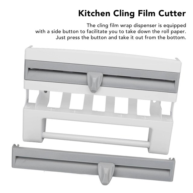 Cling Film Wrap Dispenser, Multifunctional Wall Mount Fixation Cling Film Cutter With Screw For Kitchen