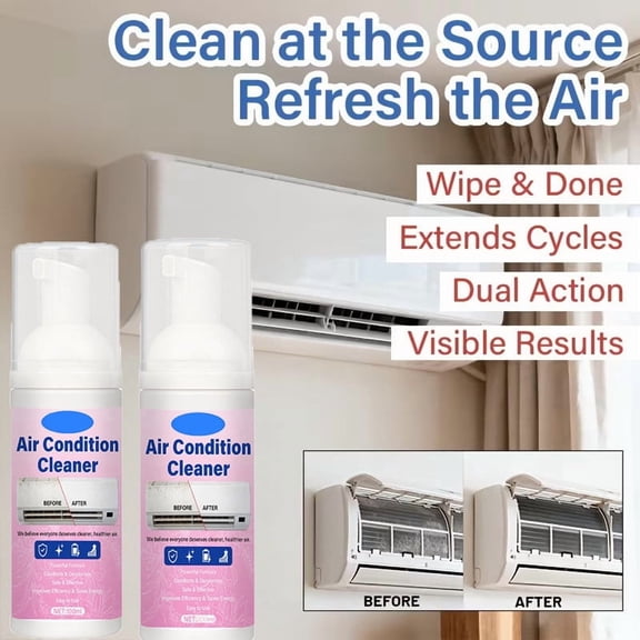Yeciiwht Air Conditioner Cleaner Foam Spray - 100ml AC Coil Cleaner for Home and office Removes Odors and Improves Efficiency All AC Types 100ml