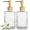 Clear-C, variant on 2PCS Glass Hand Soap Dispenser with Diamond Design, 11 Ounce Dish Soap Dispenser for Bathroom and Kitchen, Pump Bottle Dispenser,Golden