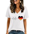 thumbnail image 4 of Women's Football Graphic T-Shirt, Women's V Neck Short Sleeve T Shirt, Casual Letter Print Tee, Fashion Summer Top for Soccer Tournament 2026 White Size: XL, 4 of 6