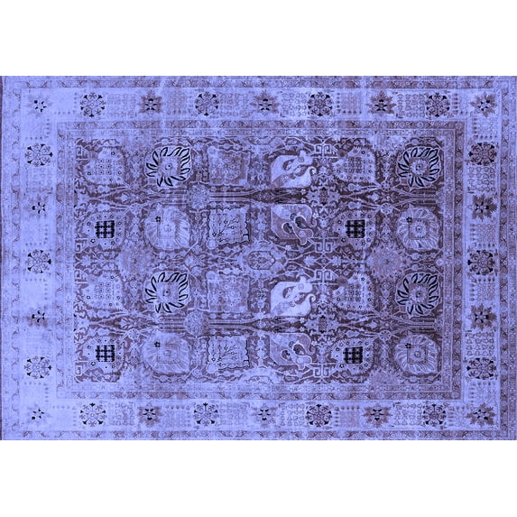 Ahgly Company Indoor Rectangle Oriental Blue Traditional Area Rugs, 7' x 9'