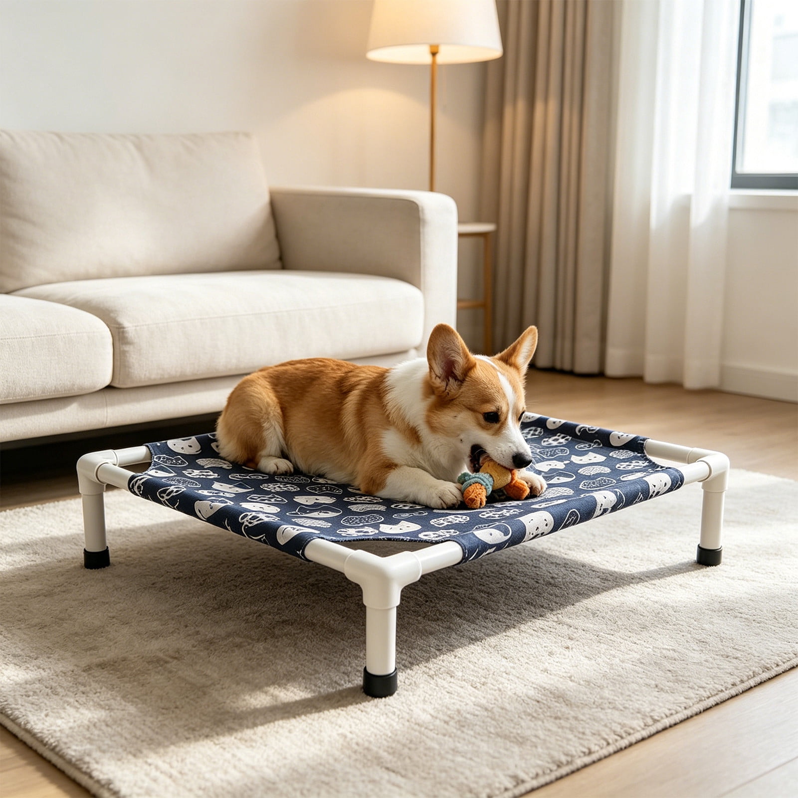 Elevated Raised Outdoor Dog Bed - Cooling Lifted Outside Dogs Cot Bed with Non-Slip Feet Dog Hammock Bed, Portable Puppy Pet Bed for Indoor & Outdoor