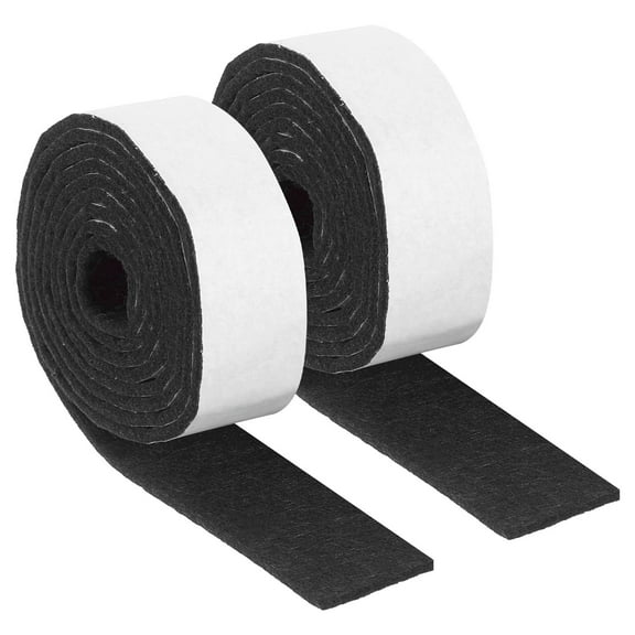 Felt Strips with Adhesive Backing, 2 Pack 1" x 60" x 0.12" Adhesive Felt Strips Anti Scratch Furniture Felt Tapes Self-Stick Felt Pads for Protecting Hardwood Floor, Black