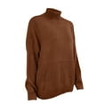thumbnail image 5 of MSJUHEG Womens Sweaters Turtleneck Sweater Women Cotton High Neck Pullover Style Long Sleeves Lightweight Women'S Sweaters Coffee L, 5 of 5