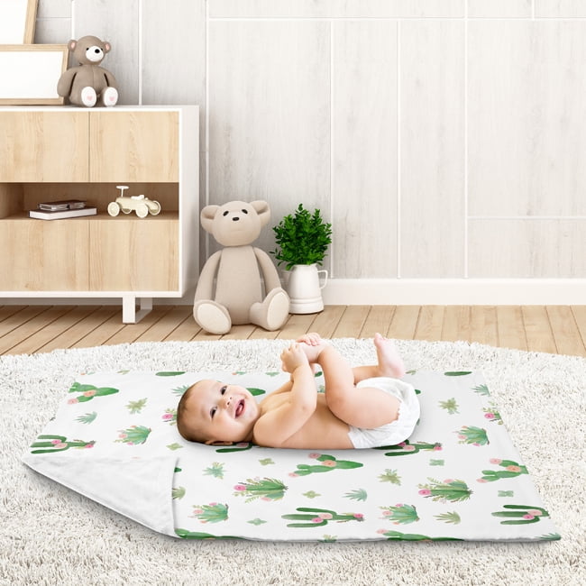 Sweet Jojo Designs Cactus Floral Pink Green and Grey Baby Security Blanket