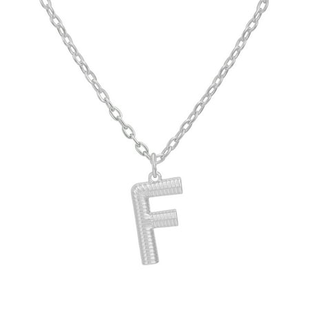 Time and Tru Women's Silvertone Initial F Necklace with Giftable Pouch
