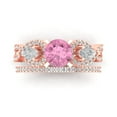 thumbnail image 2 of 1.89 ct Brilliant Round Cut Pink Zircon 14k Rose Gold Solitaire with Accents Engagement Bridal Wedding Ring Band Set size 4.75, 2 of 7
