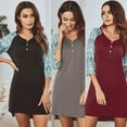 thumbnail image 1 of Ladies Christmas New Contrast Color Stitching Nightdress Solid Color Plus Size Pajamas Nightgown, 1 of 12