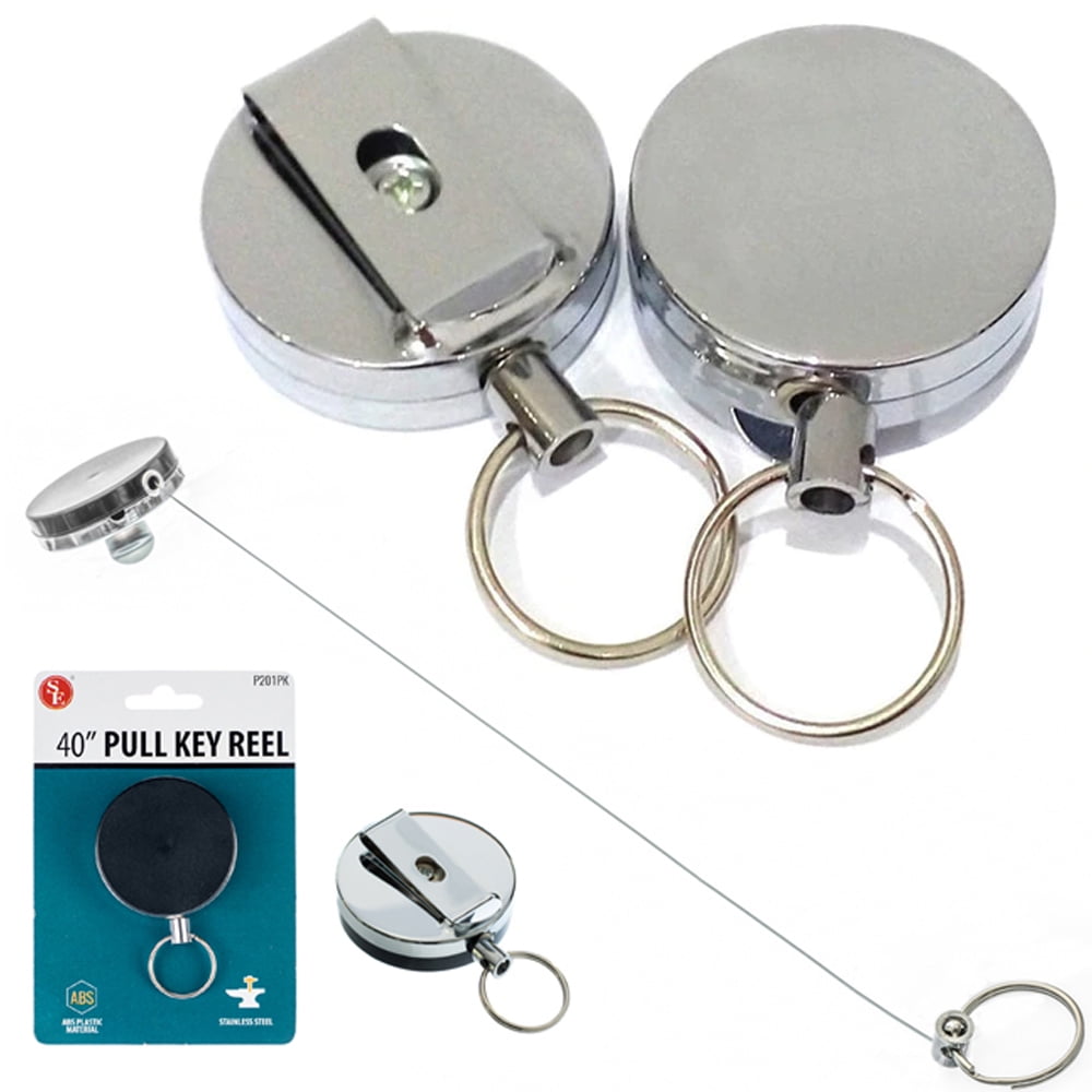 Heavy Duty Retractable Recoil Pull Reel Badge Key Chain Belt Clip ID Card Holder 