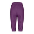 thumbnail image 5 of Womens Cropped Pants Women's Casual Elastic Tie Waist Loose Long Pants With Pocket Capris Summer Sale Purple M, 5 of 6
