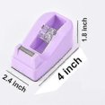 thumbnail image 3 of Dispensador de cinta adhesiva de escritorio resistente, accesorios de oficina con diseño floral, base antideslizante con peso, color morado macaron, 10,3 x 6 x 4,6 cm., 3 of 5