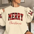 thumbnail image 2 of NMMUED Womens Christmas Sweatshirt Women's Sweatshirt Christmas Pullover Sweatshirts for Women Vintage Christmas Sweatshirt Cute Sweatshirts Holiday Tops for Women Beige L, 2 of 5