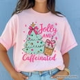 thumbnail image 2 of Jolly and Caffeinated Christmas Tree T-Shirt, Retro Coquette Coffee Holiday Tee, 2 of 8