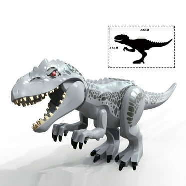 JsLTCustoms Silver Indominus Tall Dinosaur Interlocking Block Building Sets