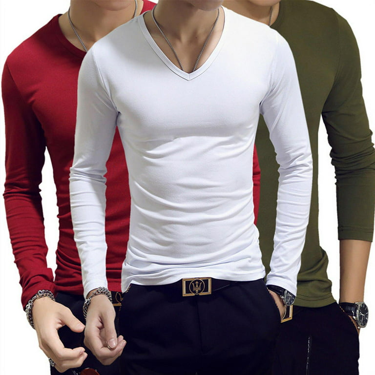Cycle-Topshop Men Autumn T-Shirts Long Sleeves V Neck Pullover