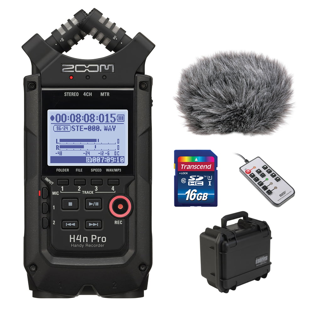 Zoom H4n Pro All Black 4-Track Portable Recorder (2020 Model) with SKB