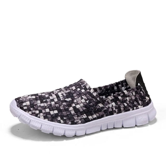 XIHAHA, zapatos planos informales para mujer, zapatos tejidos, suela suave, zapatos sin cordones, cómodos mocasines con entramado Colorblock