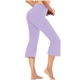 thumbnail image 4 of Qeaghou Capri Leggings for Women Summer Bootcut Yoga Pants High Waisted Flare Leggings Casual Workout Cropped Pants With Pockets S-3xl, 4 of 7