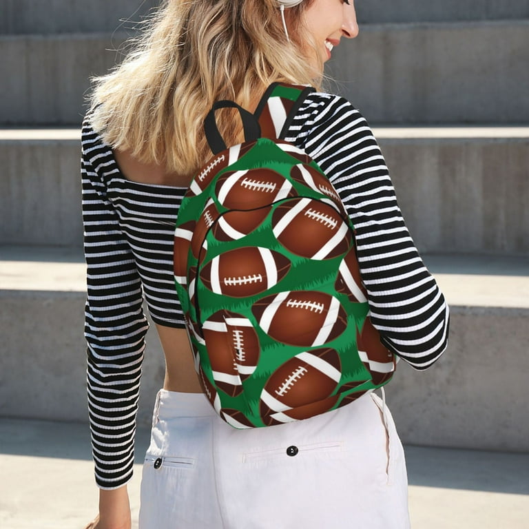 cute American football green grass Canvas Backpack Backpack for School Bookbag School Backpacks for College Student Boys Girls Travel Work Laptop Backpack Carry On Backpack for Women Men Walmart