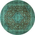 thumbnail image 1 of Ahgly Company Indoor Round Medallion Turquoise Blue Traditional Area Rugs, 6' Round, 1 of 4