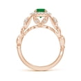 thumbnail image 2 of ANGARA Natural 0.75 Ct. Emerald with Diamond Halo Ring in 14K Rose Gold for Women (Ring Size: 7), 2 of 10