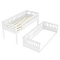 thumbnail image 7 of Bellemave Twin XL Over Twin XL Bunk Bed, Wood Bunk Bed Frame with 21.7" High Guardrail, Converts to 2 Individual Beds, Space Saving Floor Bunk Beds Design for Teen Adults,White, 7 of 7