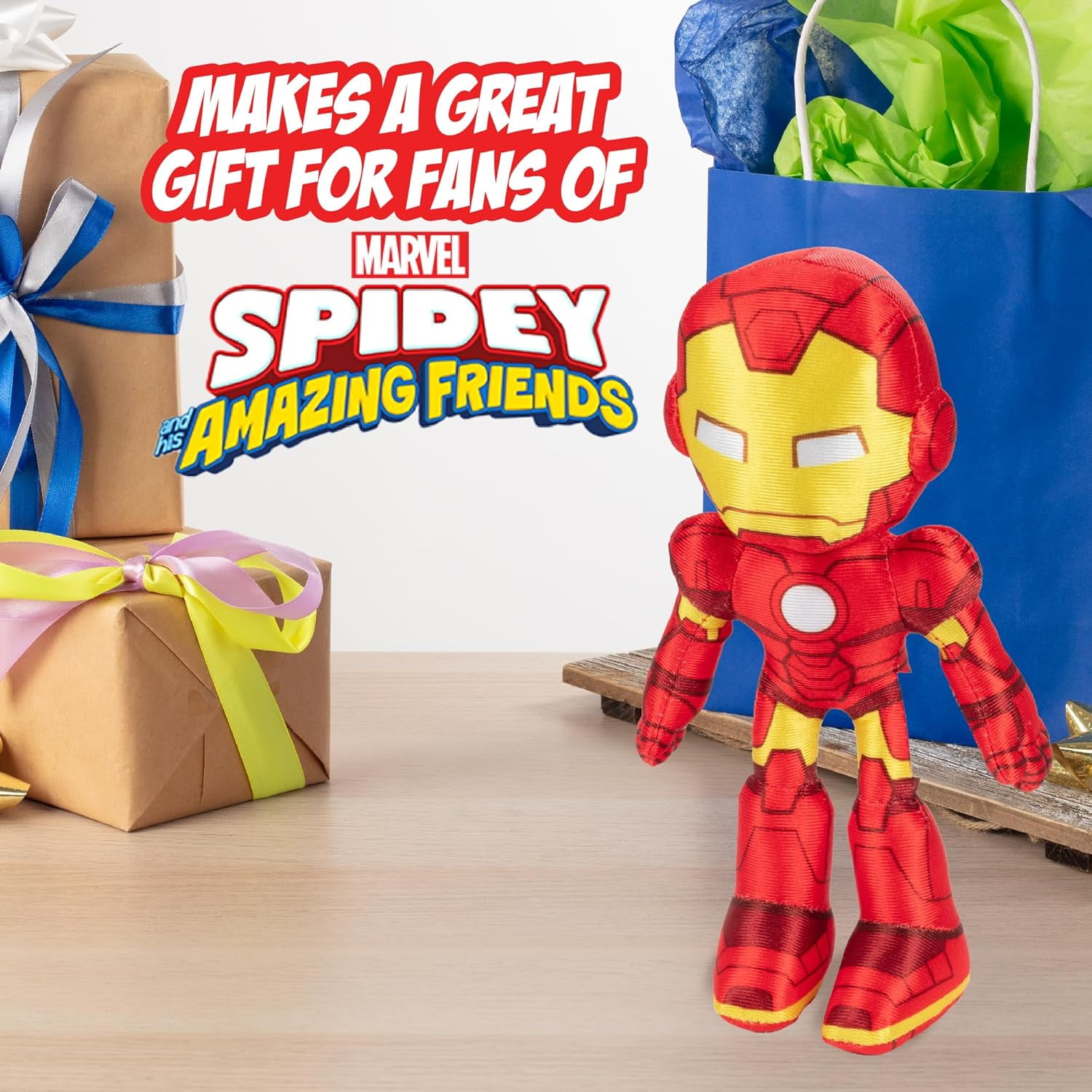 Marvel Spidey & His Amazing Friends 8" Plush 3-Pack Set - Hulk, Black Panther, Iron Man - Officially Licensed Stuffed Animal Toy Figures - Spider-Verse Gift for Kids