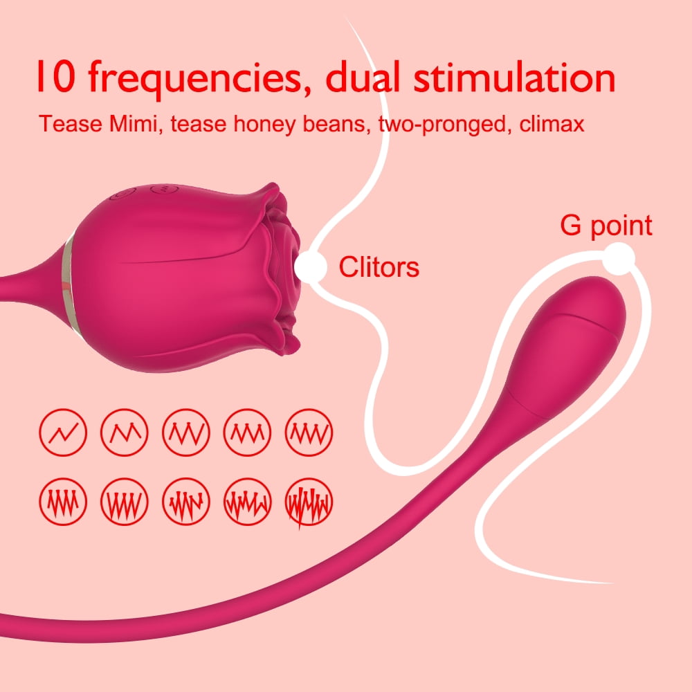 Rose Toys for Women, 2 in 1 Rose Sucking Vibrators and G Spot Clitoral Stimulator for Women