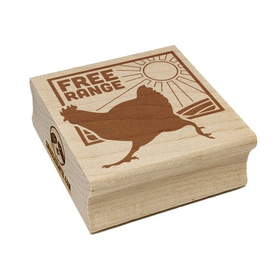 Free Range Chicken Running Square Rubber Stamp Stamping Scrapbooking Crafting - Small 1.25in