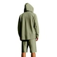 thumbnail image 3 of Ahabrexf Jackets for Men, Summer Solid Color Casual Long Sleeve Hooded Shorts Pocket Set, 3 of 6