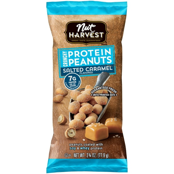 Nut Harvest Salted Caramel Crunchy Protein Peanuts 2.75 oz. Bag