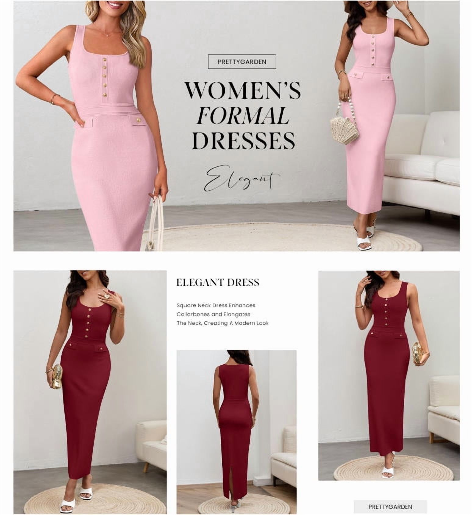 PRETTYGARDEN Women's Summer Bodycon Maxi Dresses Sleeveless Buttons Knit Spring Elegant Wedding Guest Cocktail Dress